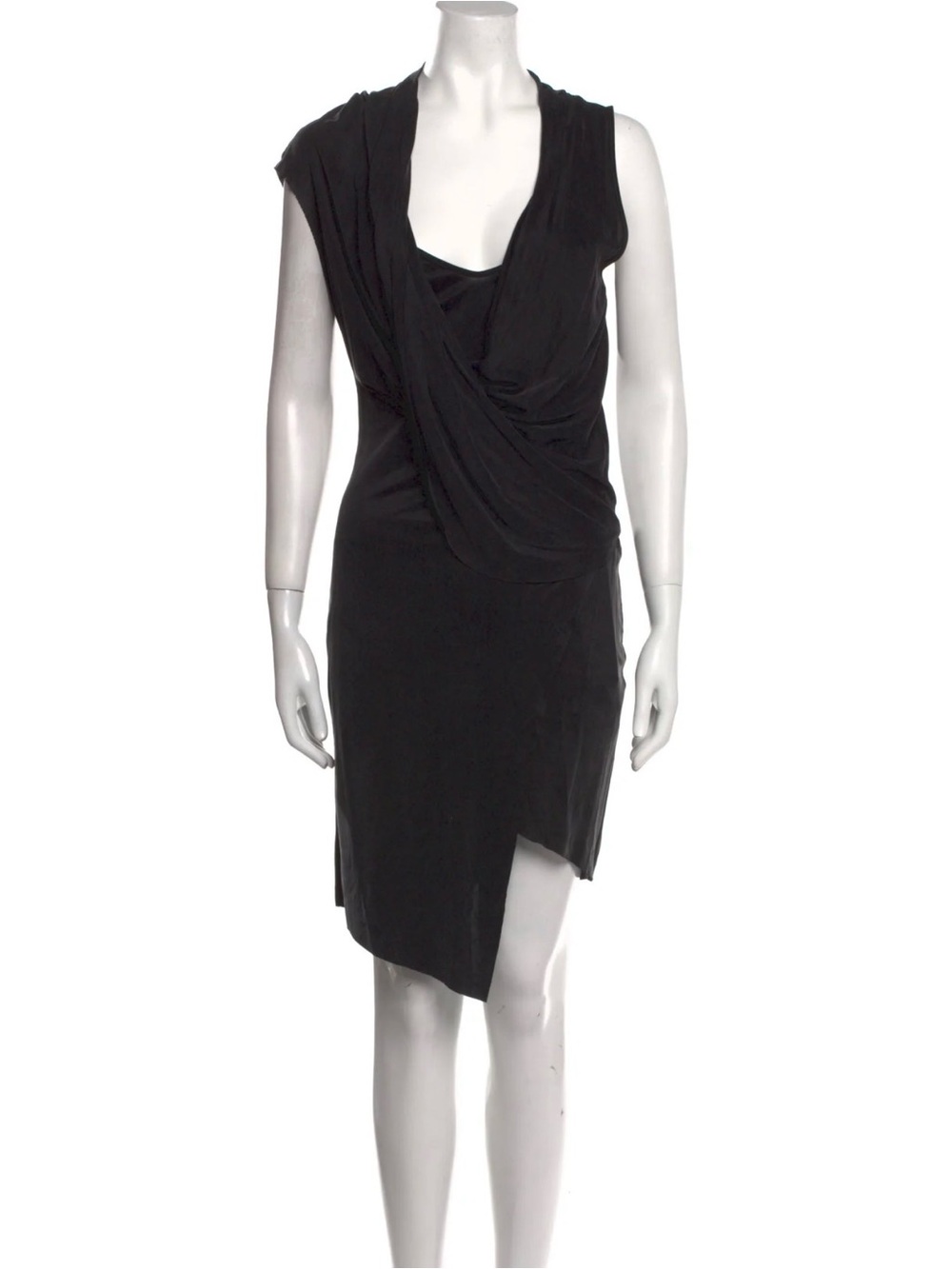 Helmut Lang Cowl Neck Black Draped Asymmetric Cocktail Dress size P (XS)